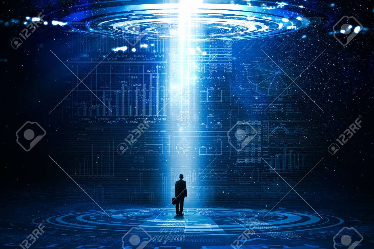 Rear view of businessman standing in light of way - 42640874 Rear view of businessman standing in light of way - 42640874