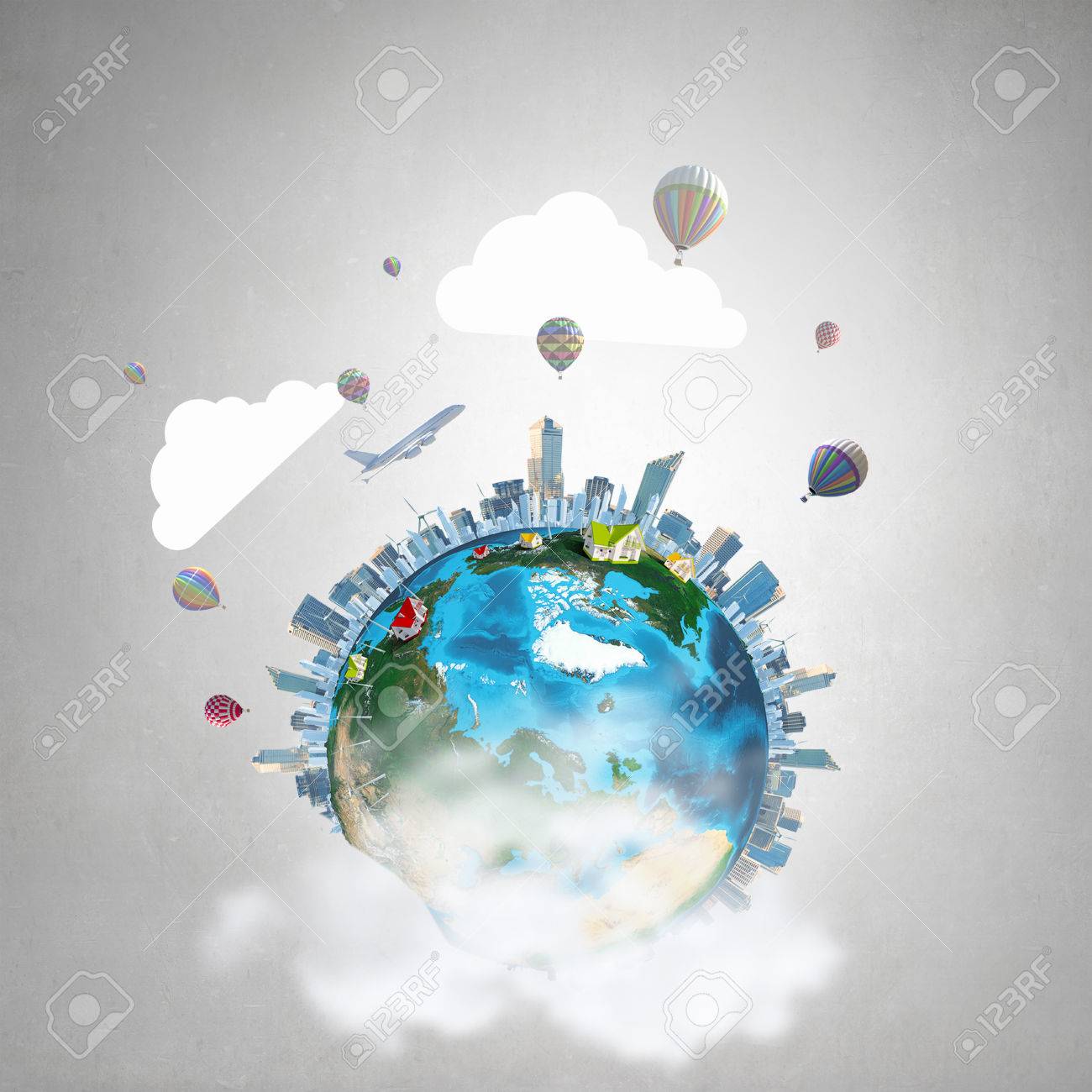 Whole world concept with Earth planet on concrete background. Elements of this image are furnished by NASA - 52896474 Whole world concept with Earth planet on concrete background. Elements of this image are furnished by NASA - 52896474