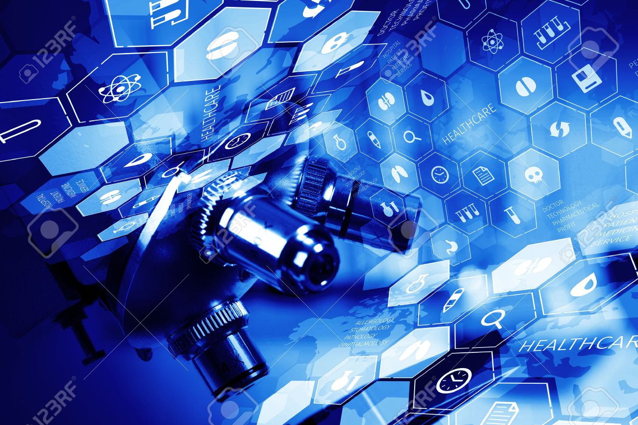 Medical or chemistry digital science background with microscope - 60674698 Medical or chemistry digital science background with microscope - 60674698