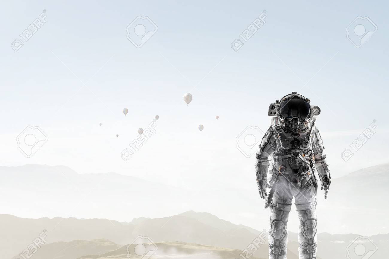 Space explorer in astronaut suit. Mixed media - 85126123 Space explorer in astronaut suit. Mixed media - 85126123