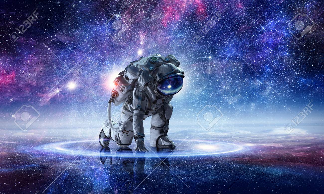 Astronaut starting to run. Mixed media - 91369417 Astronaut starting to run. Mixed media - 91369417