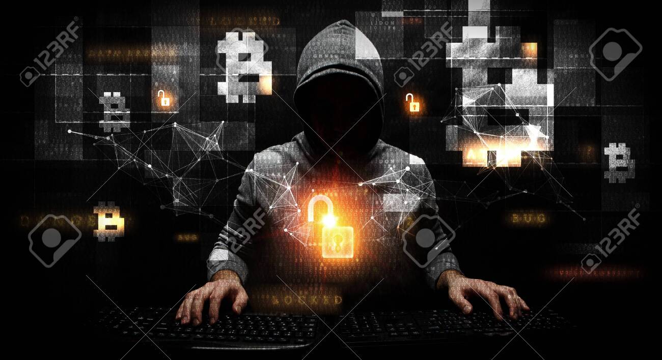 암호화 세계에 해킹 로열티 무료 사진, 그림, 이미지 그리고 스톡포토그래피. Image 128605152