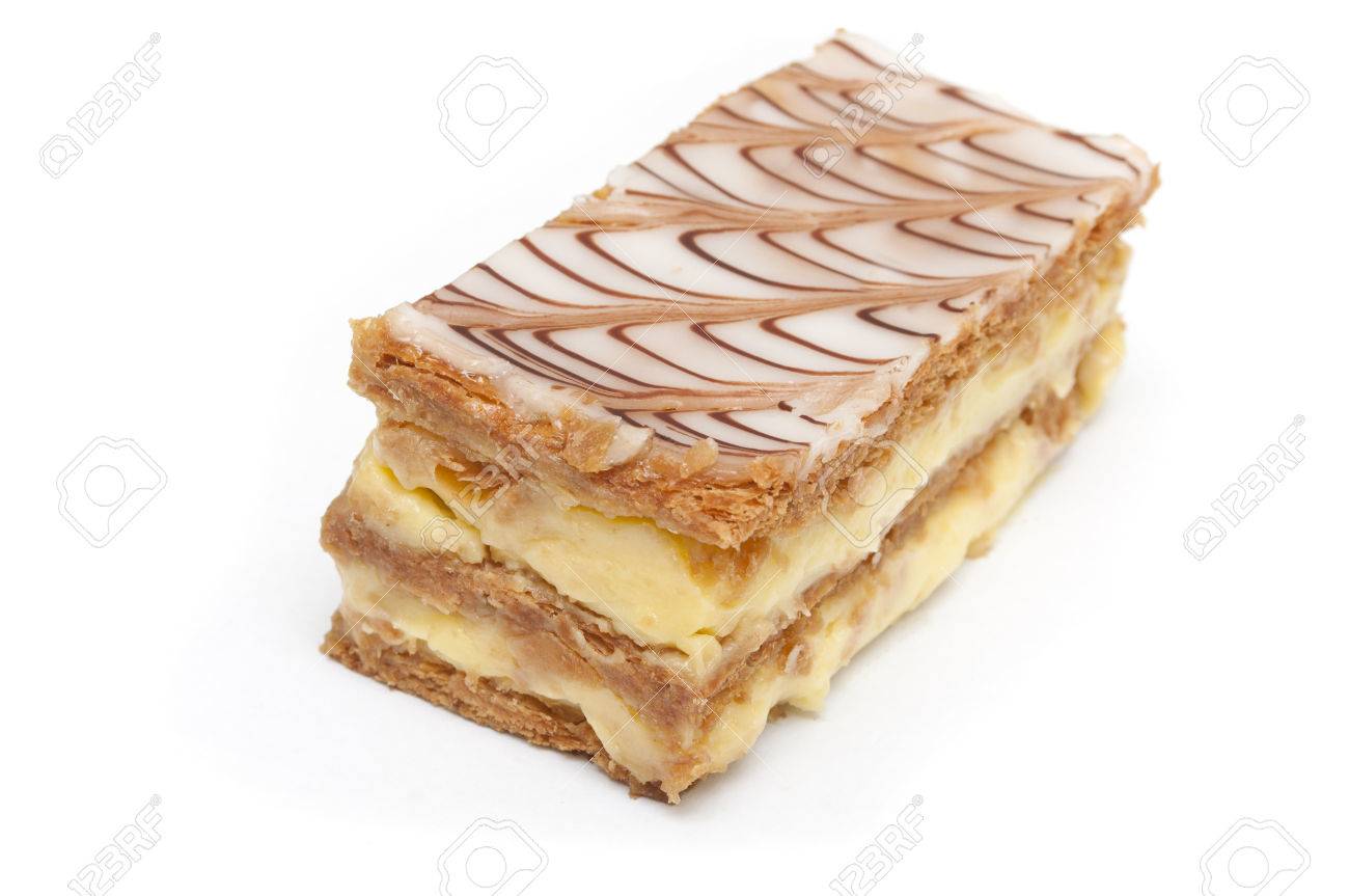 french mille-feuille cake closeup on white background - 31256749 french mille-feuille cake closeup on white background - 31256749