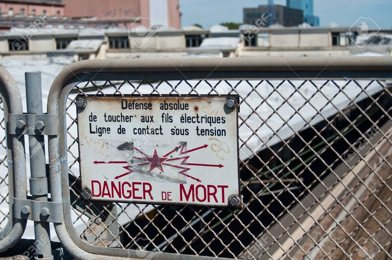 Closeup Of French Panel Of Danger De Mort Danger Of Death At Train Station Stock Photo Picture And Royalty Free Image Image