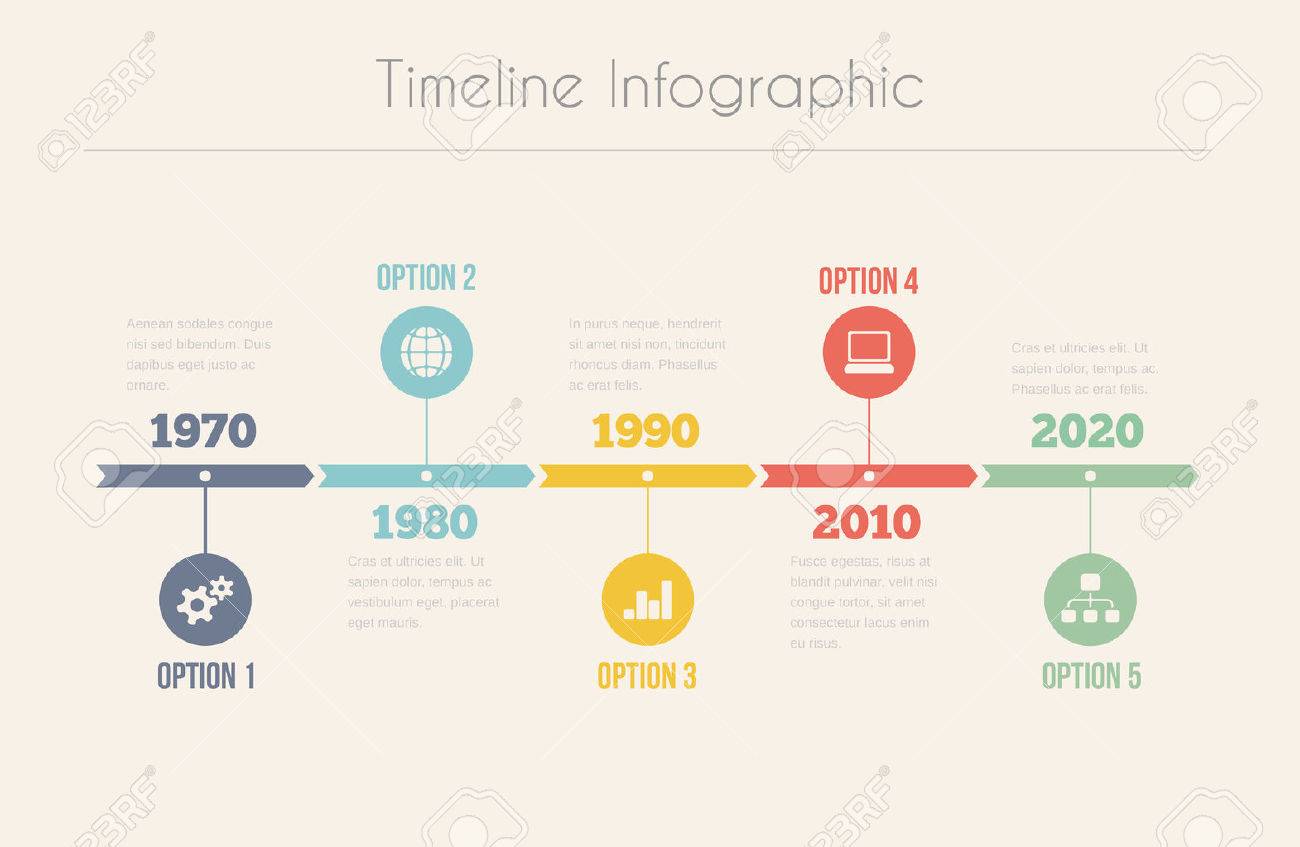 retro timeline infographic vector template for design royalty free
