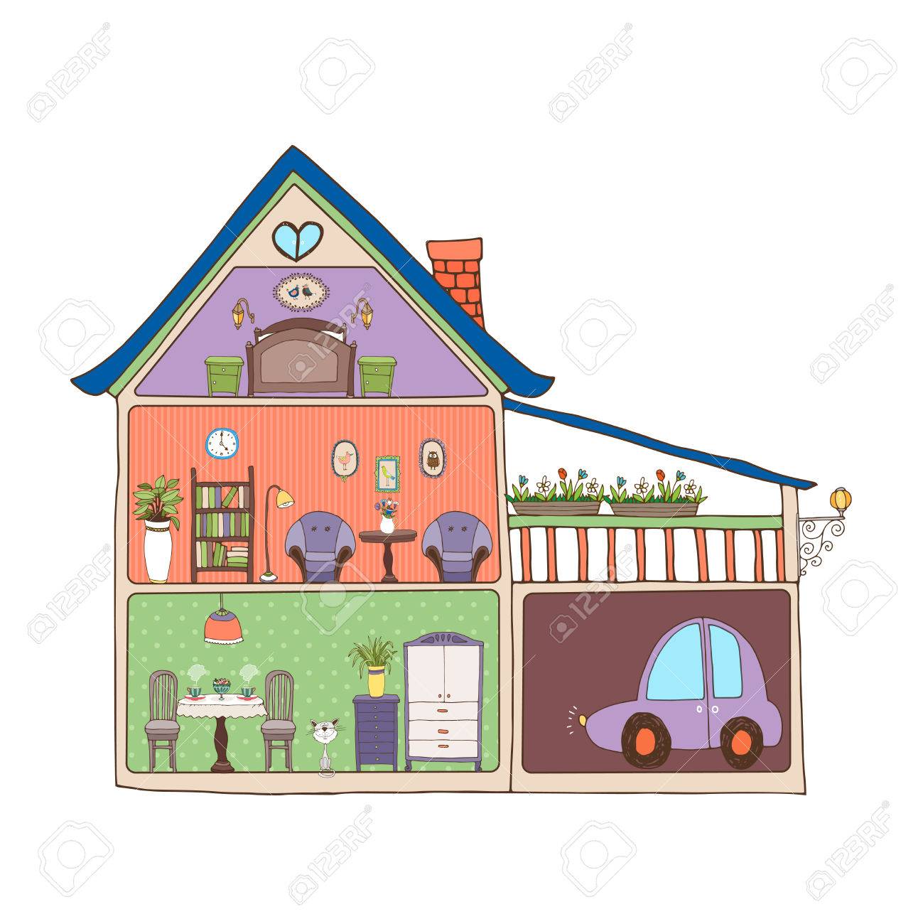 free house interior design clipart