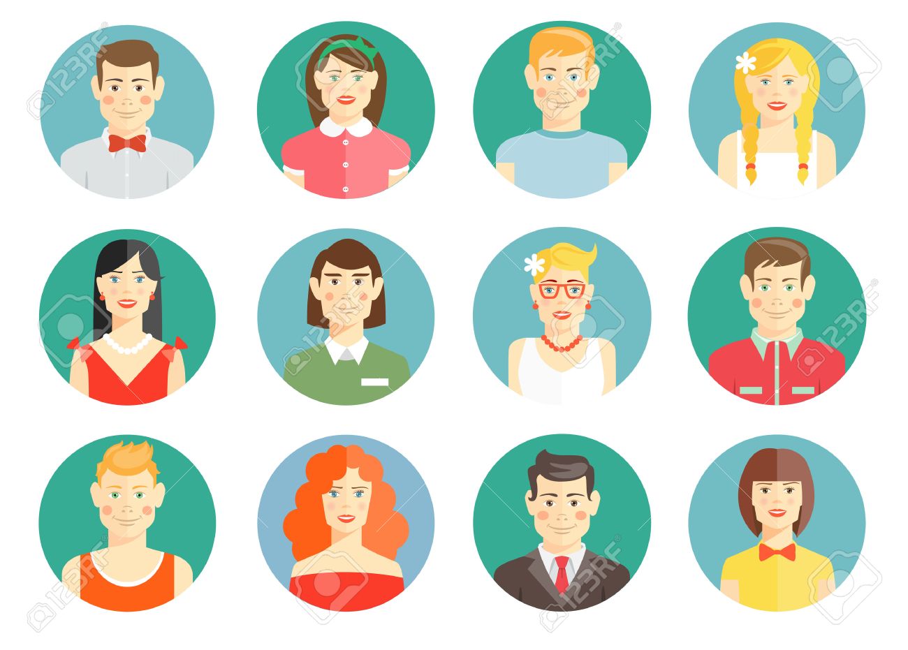 set of diverse people avatar icons royalty free cliparts vectors