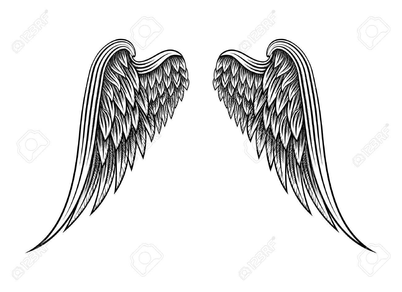 手描きの天使の翼のイラスト素材 ベクタ Image