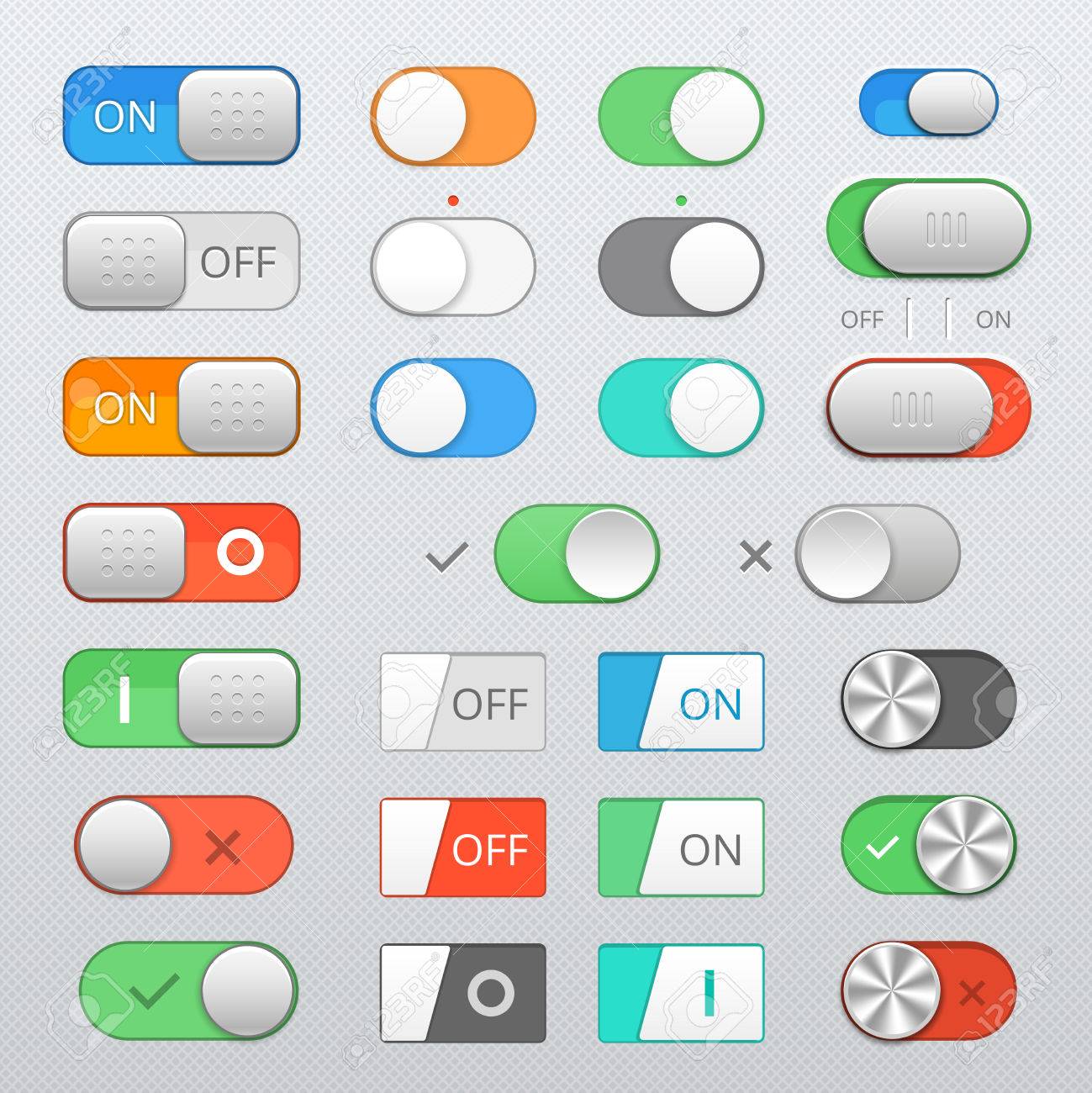 Download Toggle Switch Set On And Off Sliders Vector Elements Royalty Free Cliparts Vectors And Stock Illustration Image 37844681