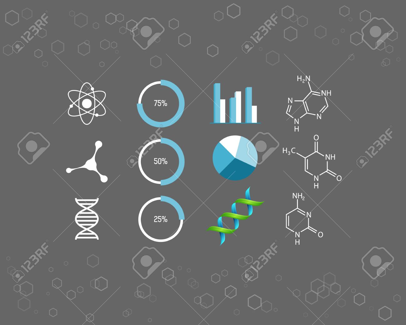 Science icons and chemical element formulas - 38903174 Science icons and chemical element formulas - 38903174