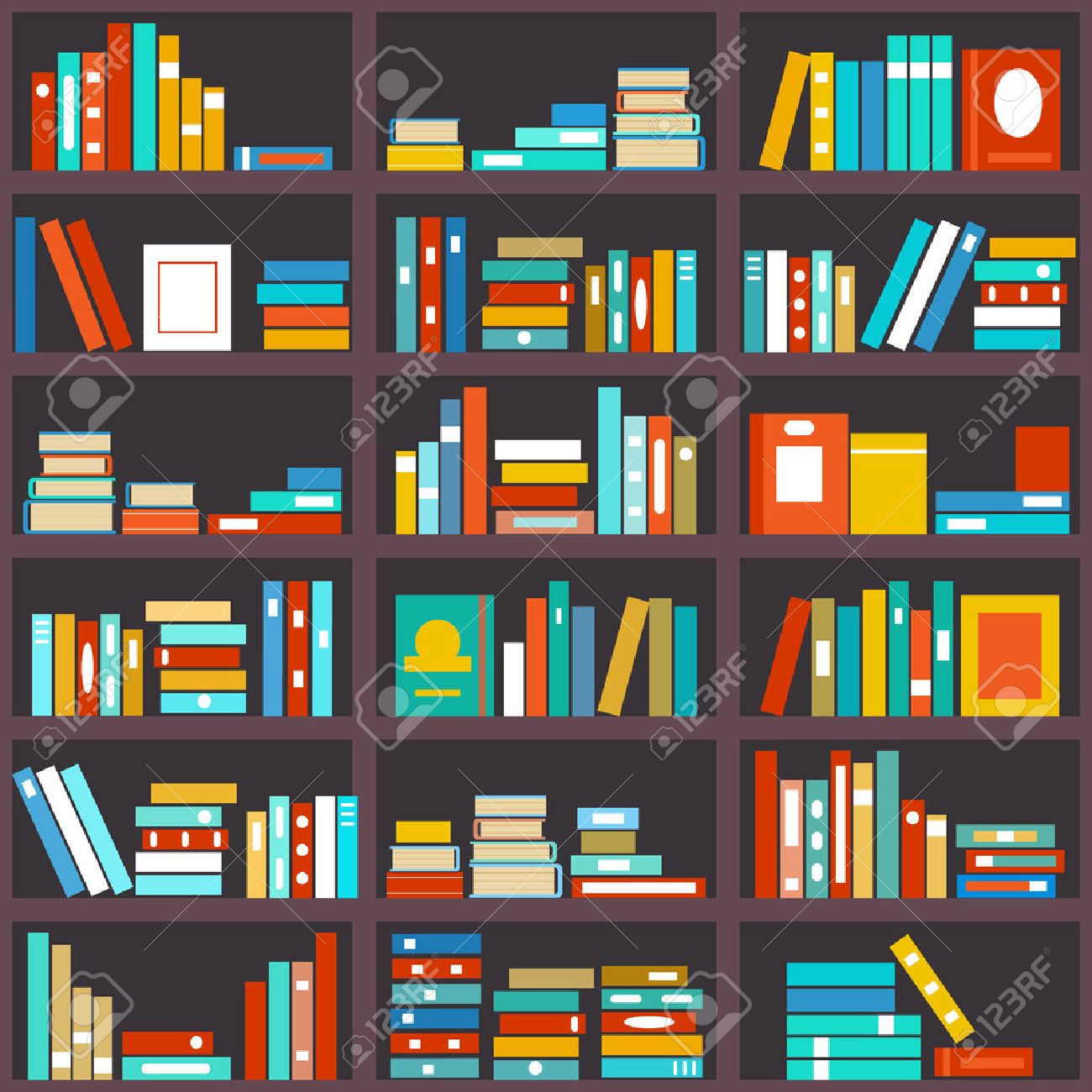 本棚のシームレスな背景 図書館教育 棚行 文学と学校 知識や学問 ベクトル イラスト のイラスト素材 ベクタ Image