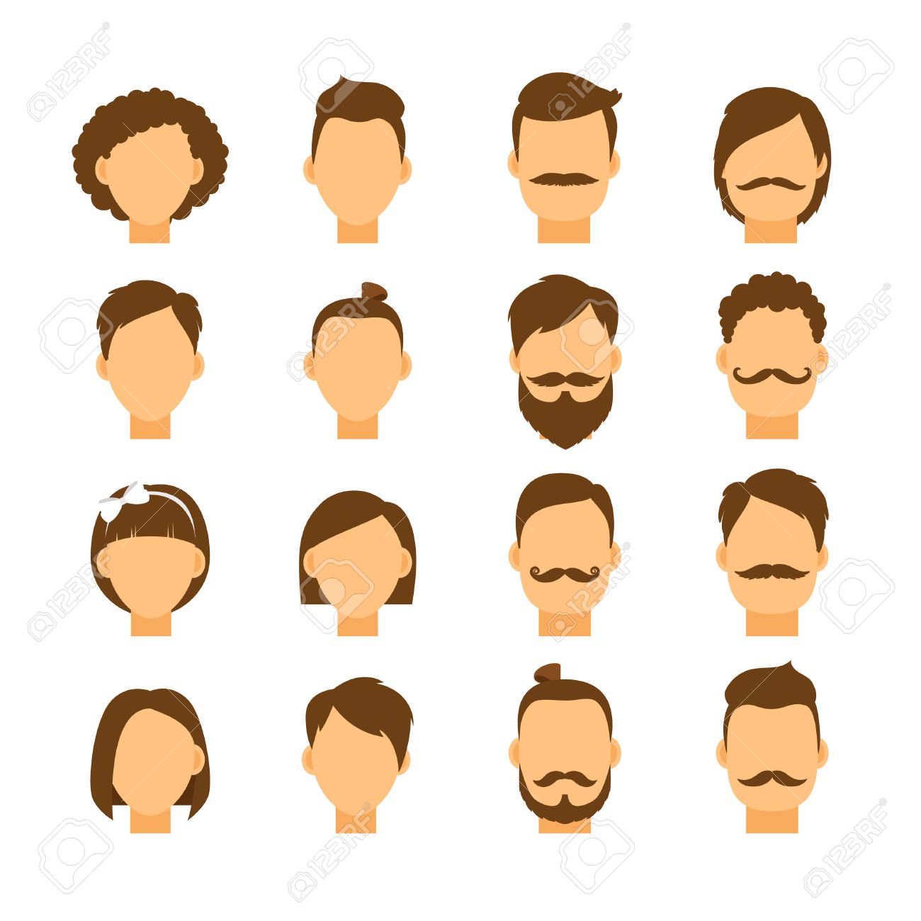 Women Hairstyle And Men Hair Style Hipster. Portrait Girl And Boy Head,  Fashion People, Vector Illustration Royalty Free SVG, Cliparts, Vectors,  and Stock Illustration. Image 43836352., image size:1300x1300