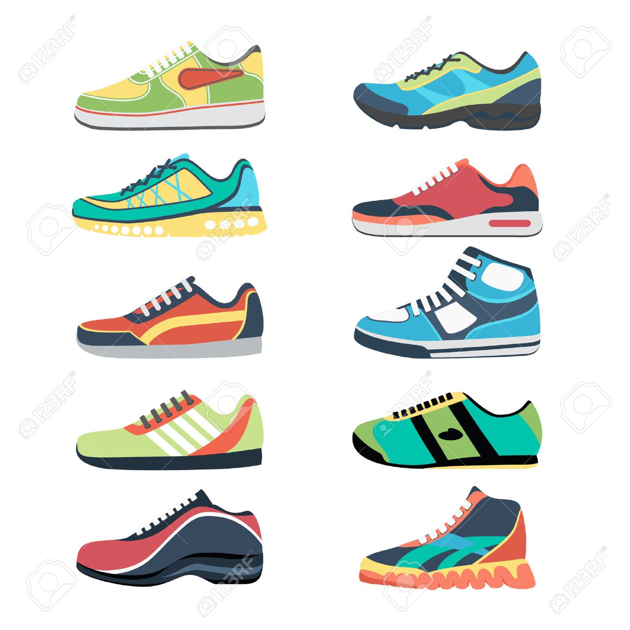 Sports shoes vector set. Fashion sportwear, everyday sneaker, footwear clothing illustration - 45979898 Sports shoes vector set. Fashion sportwear, everyday sneaker, footwear clothing illustration - 45979898