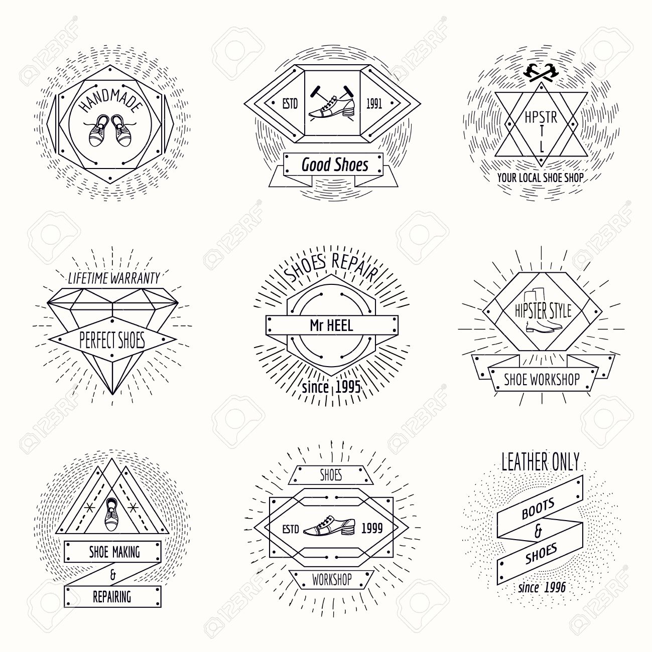 Shoemaking Logo Or Shoes Repair Labels In Hipster Vintage ...