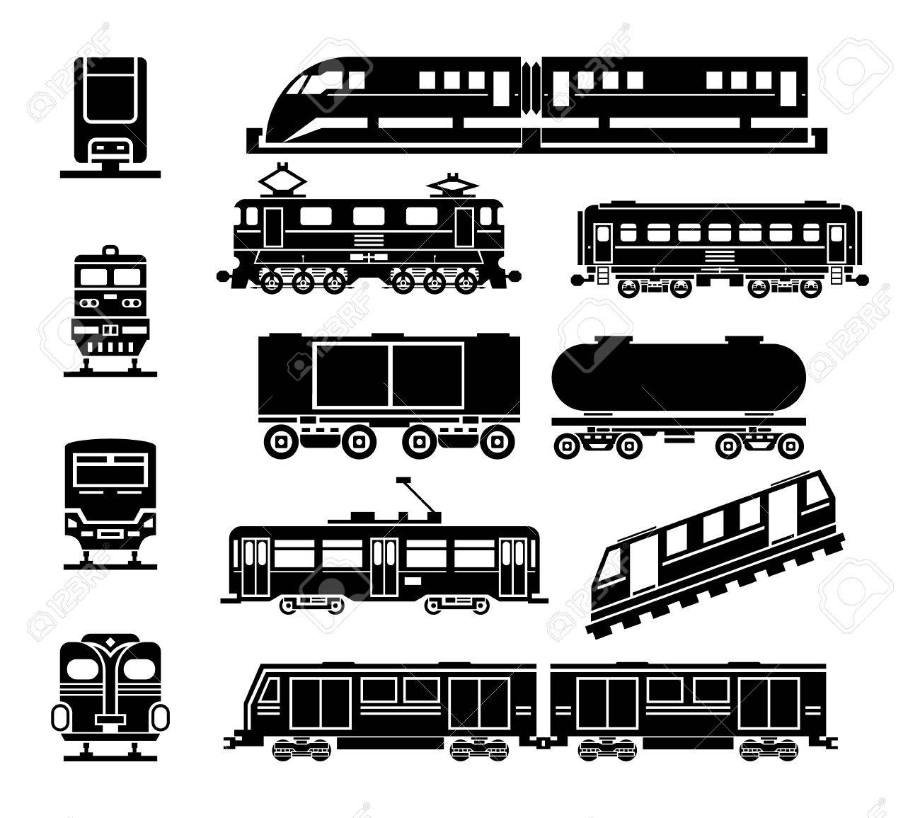 乗客 公共鉄道の都市輸送黒いアイコン セット 輸送と旅客輸送では