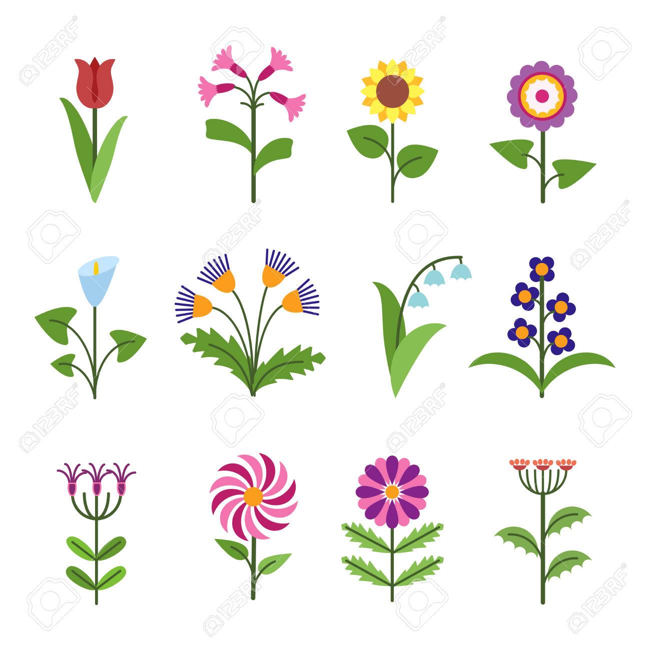 様式化されたミニマルな花 花植物 自然チューリップ 花植物のデザイン ベクトル イラスト のイラスト素材 ベクタ Image