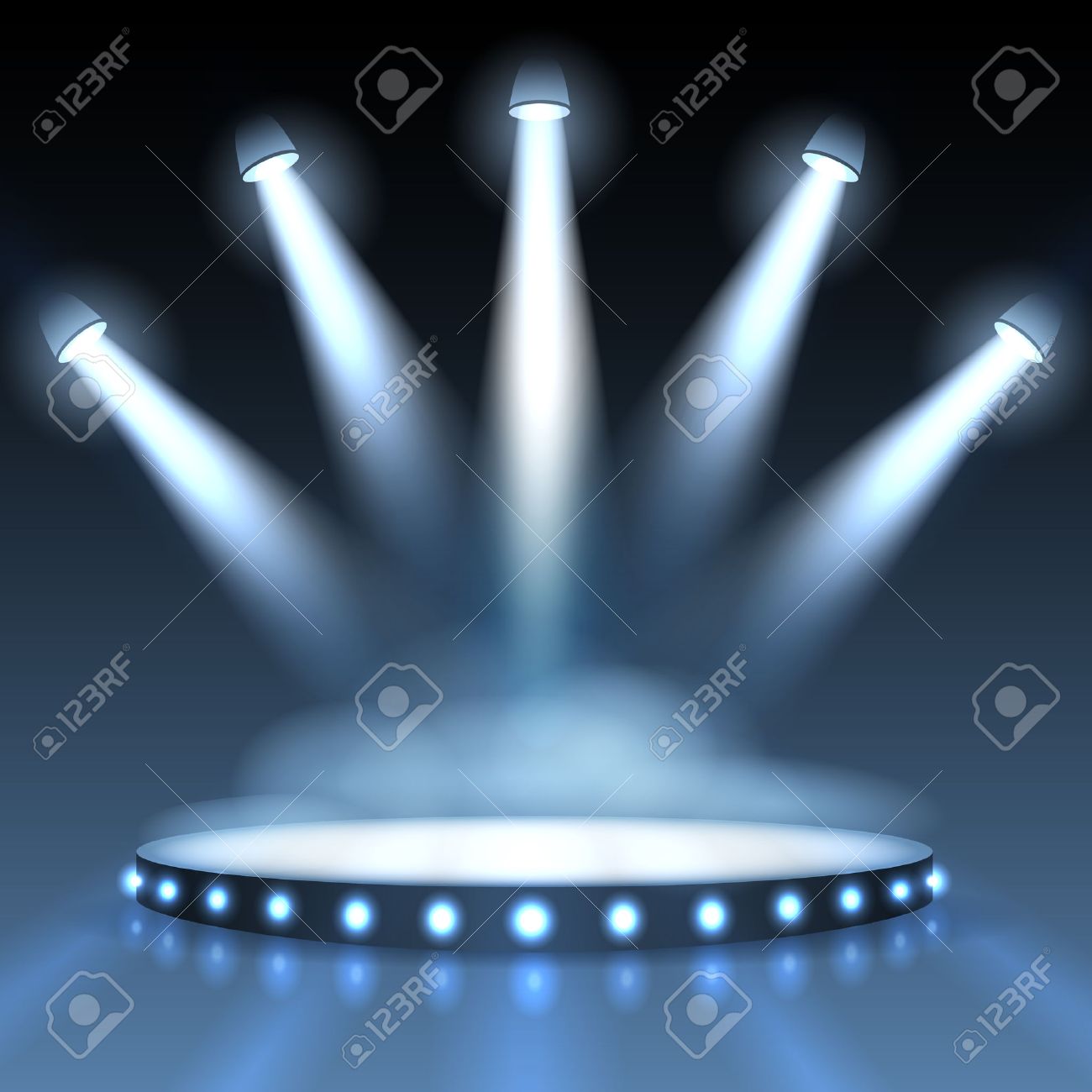 illuminated podium with spotlights