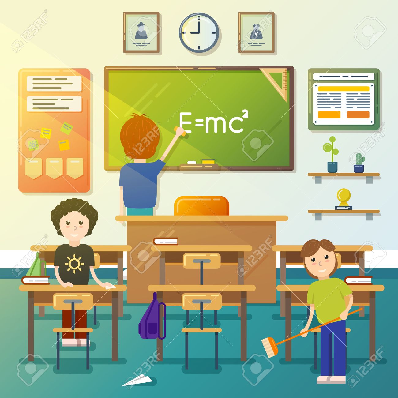 Kids Cleaning Classroom. Cleaning Blackboard, Cleaning Class, Cleaning  Chalkboard, Boy Sweeping. Vector Illustration Royalty Free SVG, Cliparts,  Vectors, and Stock Illustration. Image 51706950., image size:1300x1300