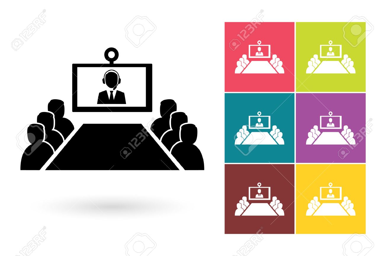 Conference Vector Icon Or Video Conference Symbol. Online Meeting Icon Or  Online Conference Pictogram For Business Meeting Logo Or Label With Video  Conference Royalty Free SVG, Cliparts, Vectors, and Stock Illustration.  Image, image size:1300x866