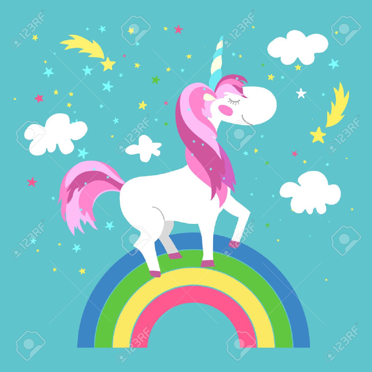 Fairy unicorn with rainbow. Unicorn horse, fairy animal, fairy pony. Vector illustration - 54596908 Fairy unicorn with rainbow. Unicorn horse, fairy animal, fairy pony. Vector illustration - 54596908