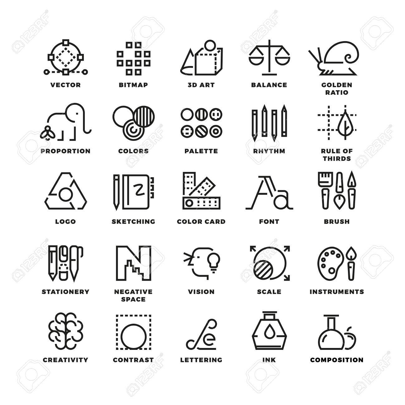 creative design process linear vector icons for web app tool