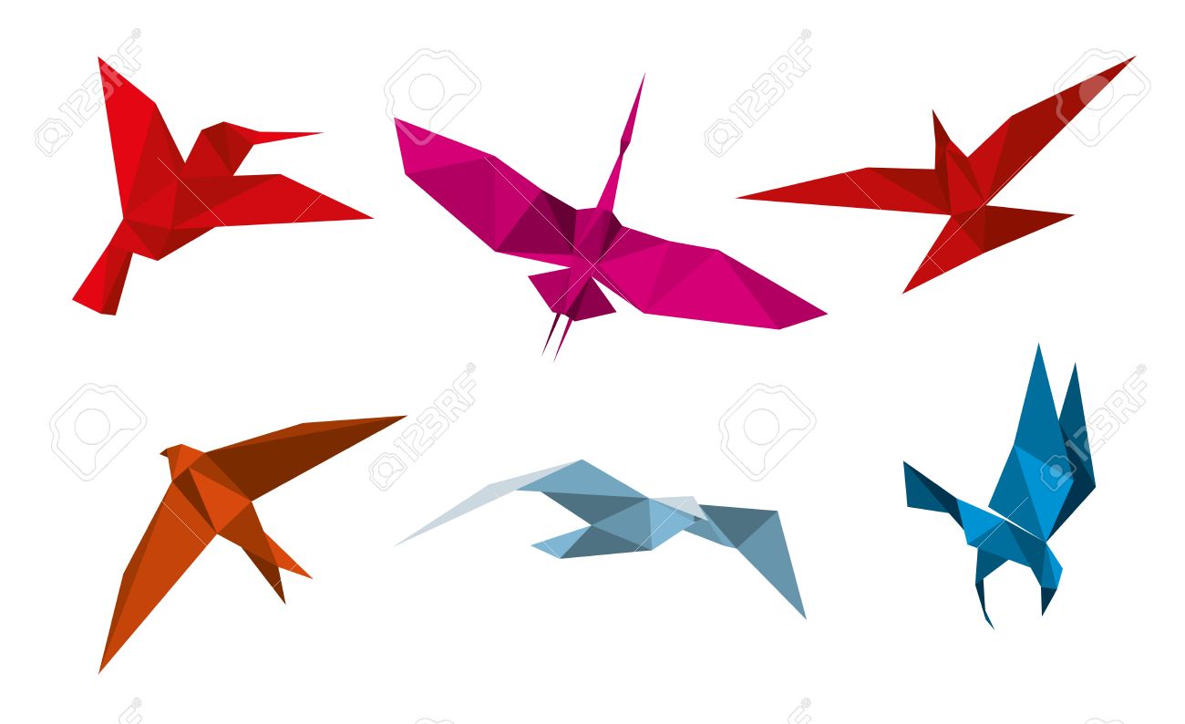 Pájaros De Origami Vector Vuelo Animal Paloma Mosca Decoración De Pájaro Paloma De Papel De Aves Aves De Origami Ilustración Golondrina