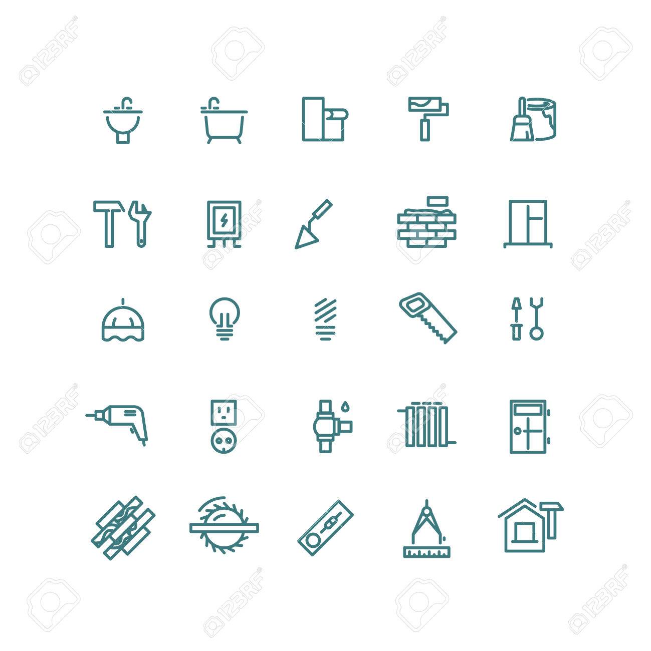 家の修理概要アイコン ホーム アイコン 家修理アイコン 建設ホーム アイコン 修理機器のアイコン イラストを修復します のイラスト素材 ベクタ Image