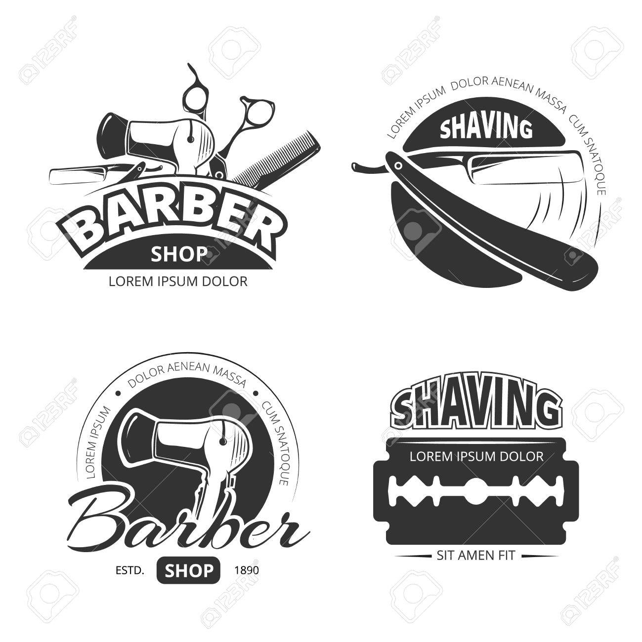 Vintage Barber Shop Vector, Labels And Badges. Shaving And ...