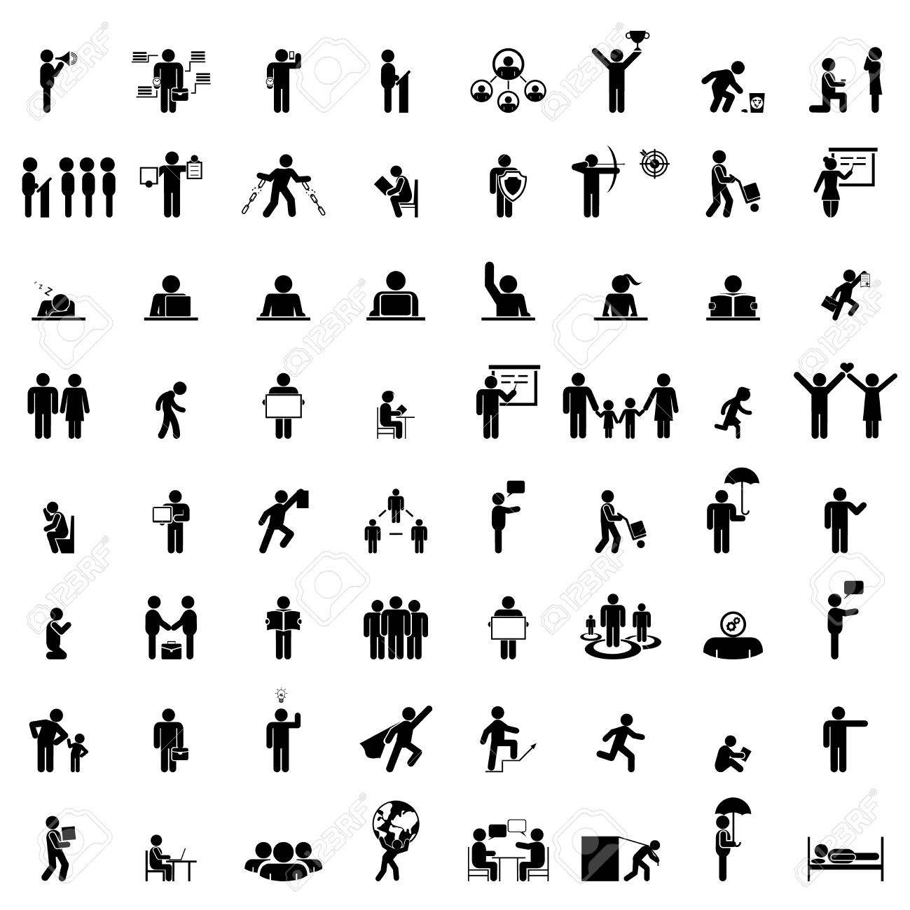 ビジネス人々 の生活 孤立した実業家グループ 白の仕事人間のピクトグラムのイラスト素材 ベクタ Image