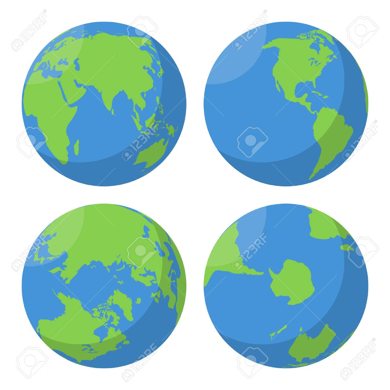 Flat Earth Globe Vector Icons Set. Planet Map World Illustration Клипарты,  SVG, векторы, и Набор Иллюстраций Без Оплаты Отчислений. Image 61367262