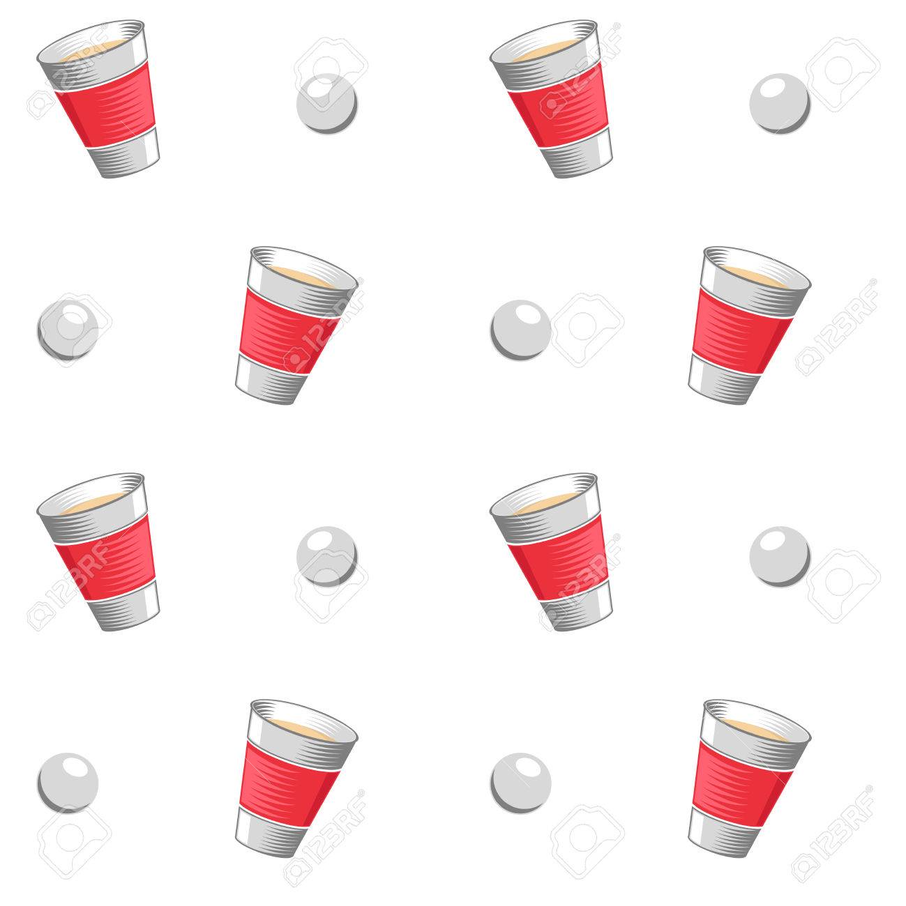 ビール ピンポンがシームレスなパターンをベクトルします チャレンジ ゲーム ビールポンとボールとカップ ビール卓球イラスト背景のイラスト素材 ベクタ Image