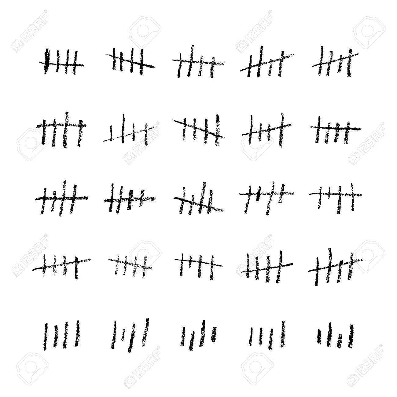 tally marks counting waiting tally number marks on white wall