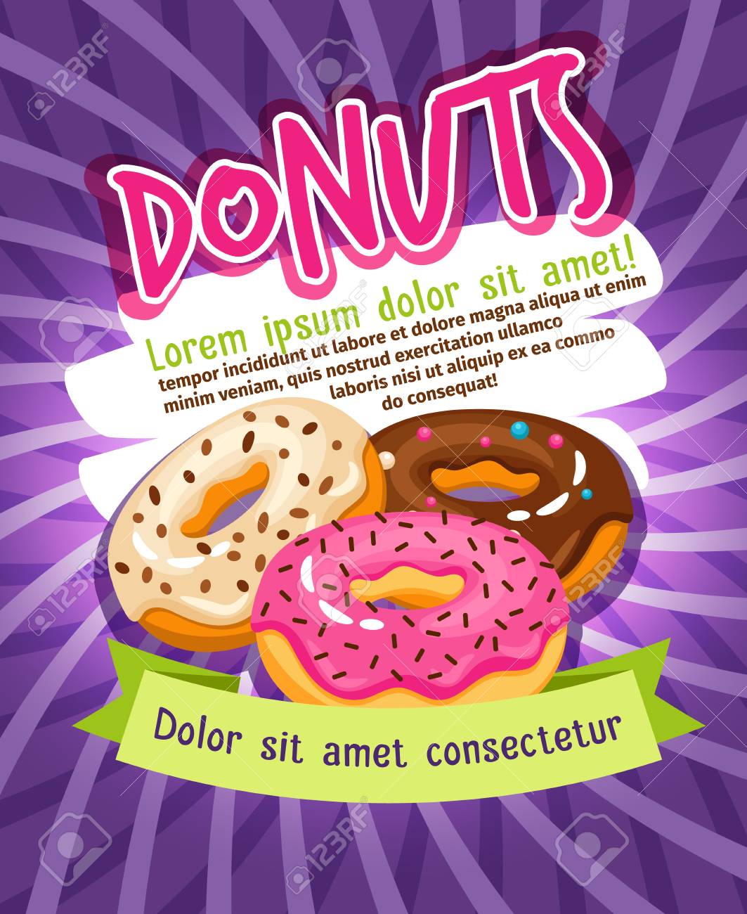 chocolate and sugar glazed donut bakery poster donuts food donuts flyer
