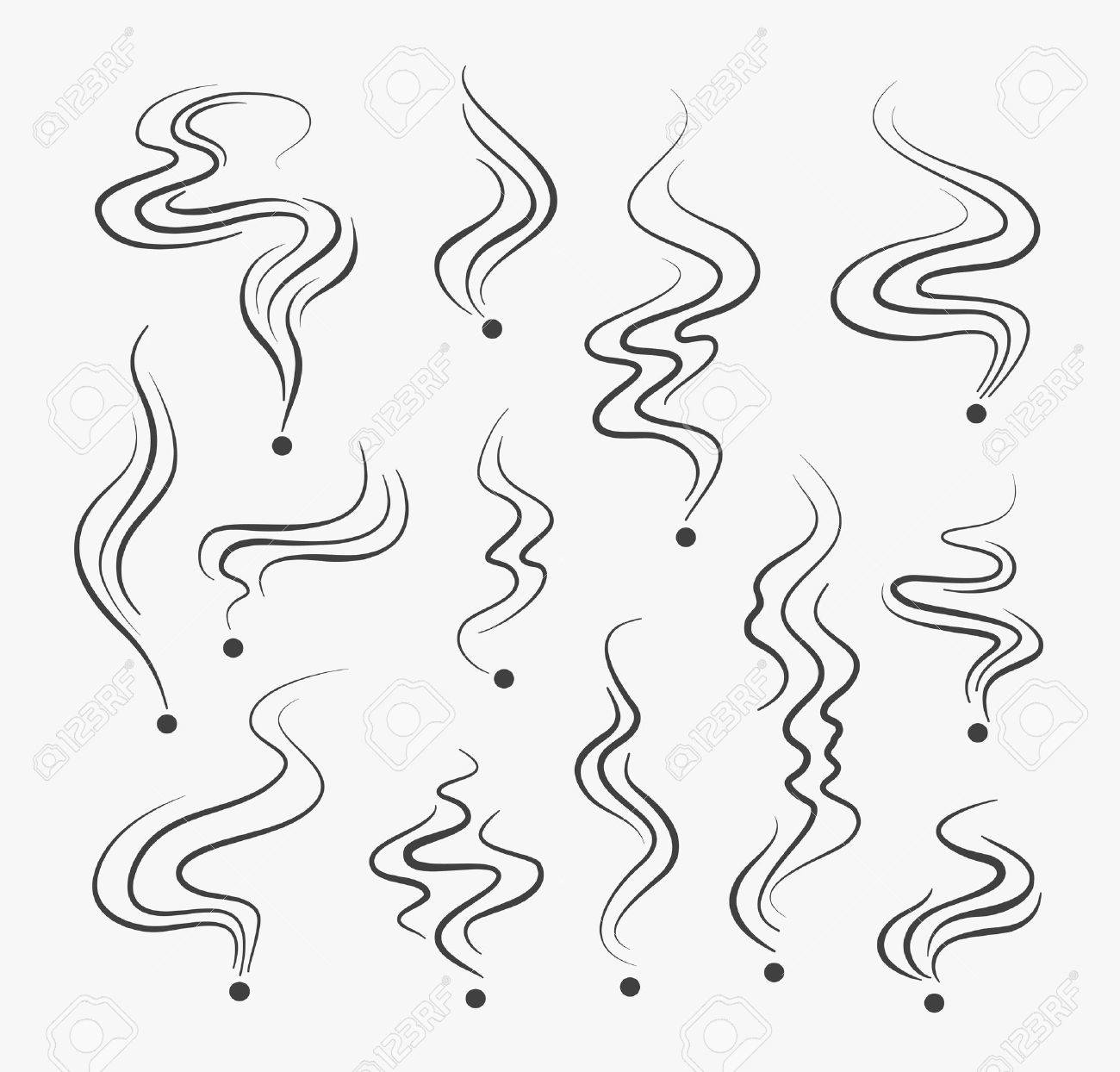 vector smoke smell spiral scent signs stock photo 71051977