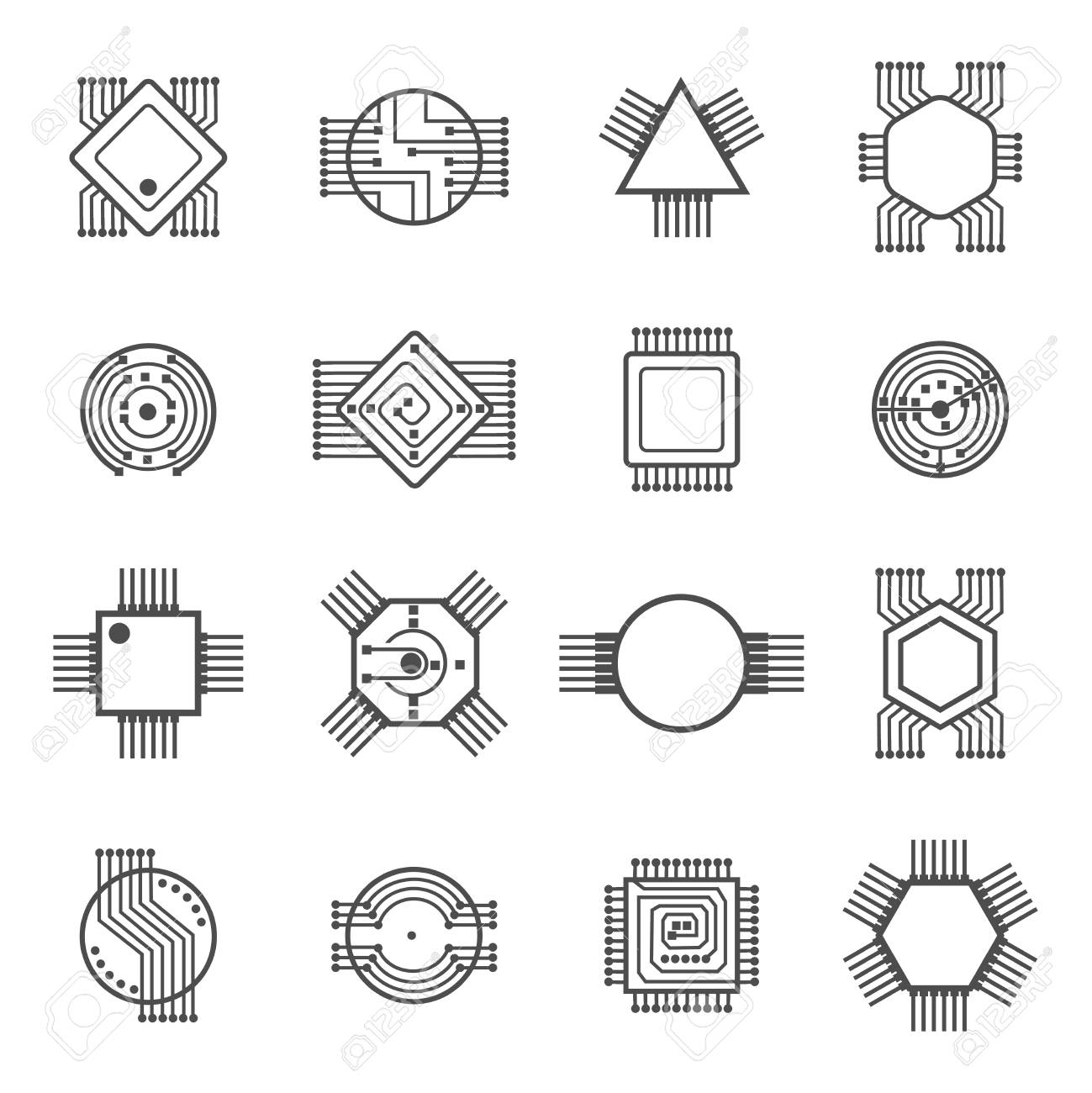 コンピュータ チップ アイコン 電子回路とプロセッサの看板はベクトル イラストです のイラスト素材 ベクタ Image