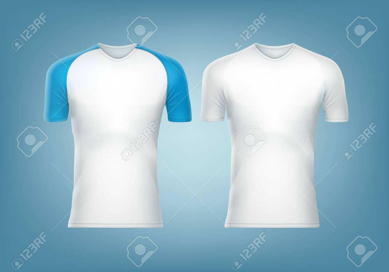 camiseta blanca y azul
