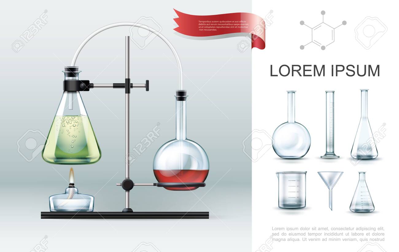 Realistic laboratory experiment elements concept with test tubes alcohol burner beaker funnel and flasks of different shapes vector illustration - 136620299 Realistic laboratory experiment elements concept with test tubes alcohol burner beaker funnel and flasks of different shapes vector illustration - 136620299