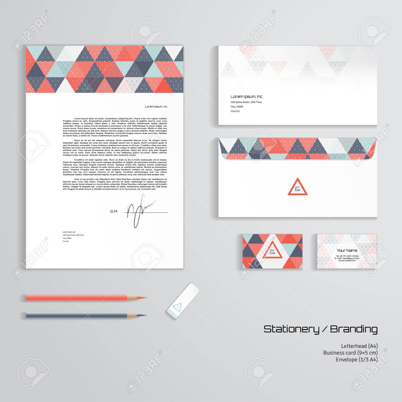 vector corporate identity templates multicolored geometric pattern corporate stationery templates