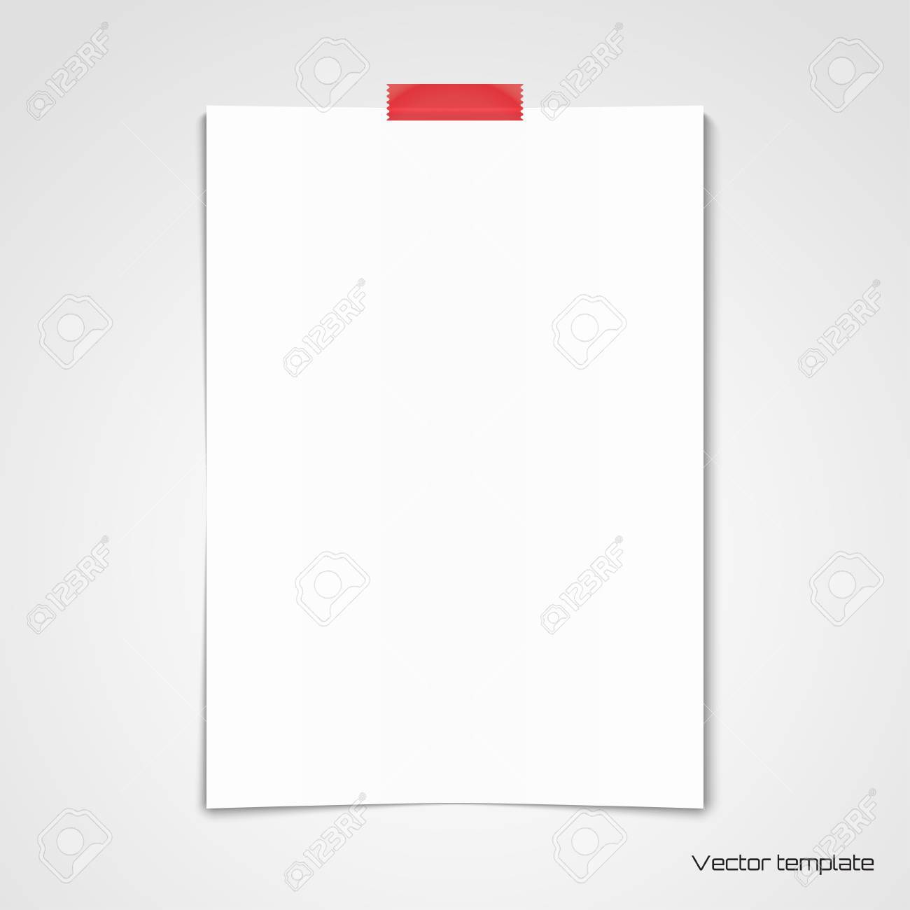vector template white sheet of paper glued with adhesive tape