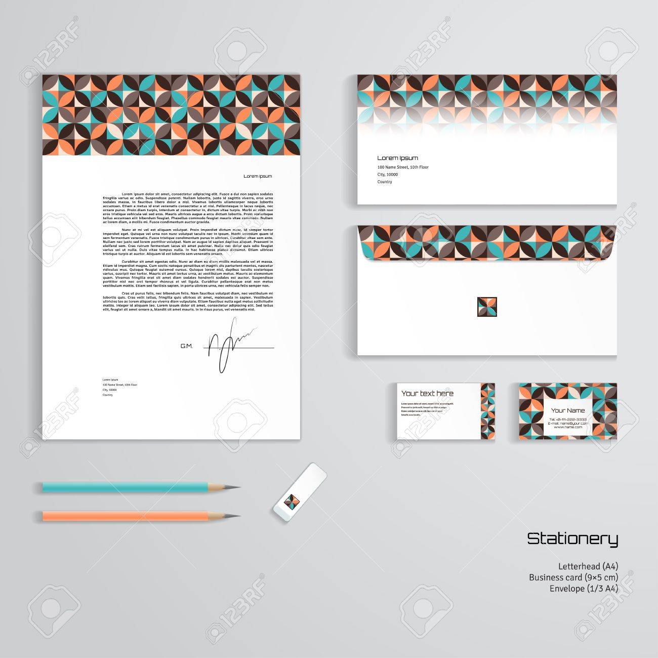 vector identity templates multicolored geometric ornament letterhead letterhead envelope template