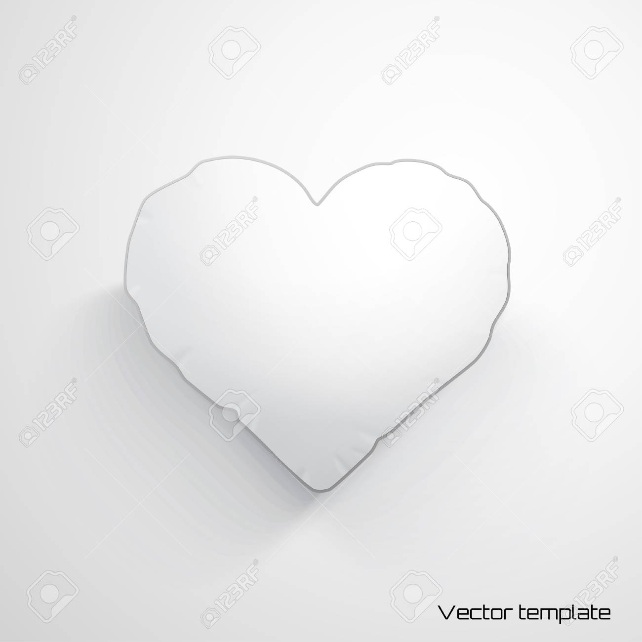 vector template white heart pillow realistic shadows royalty free