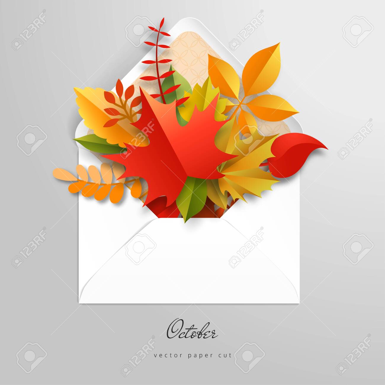 Download Vector Envelope 3d Paper Leaves Paper Cut Art Inscription Royalty Free Cliparts Vectors And Stock Illustration Image 126728944