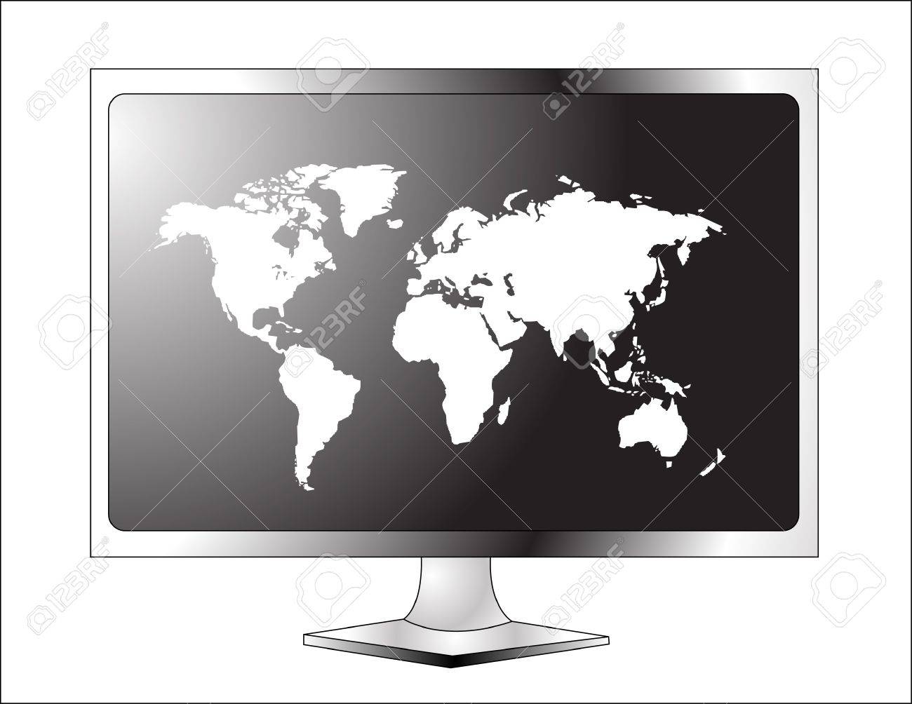 Plasma LCD TV with world map - 14347944 Plasma LCD TV with world map - 14347944