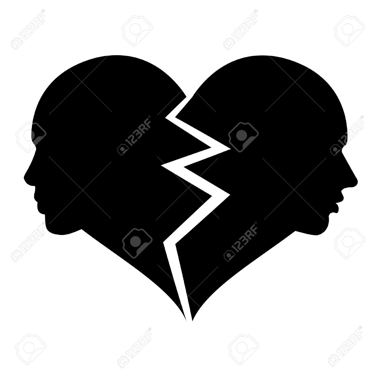 L Amour Femme Et L Homme Au Coeur Brise Clip Art Libres De Droits Vecteurs Et Illustration Image