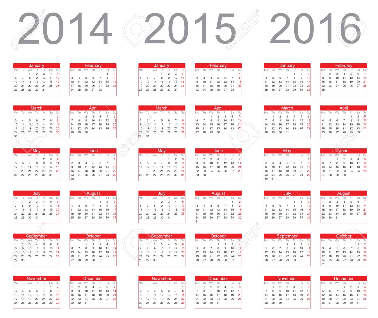 シンプル カレンダー 14 15 年 16 年 ベクトルします のイラスト素材 ベクタ Image