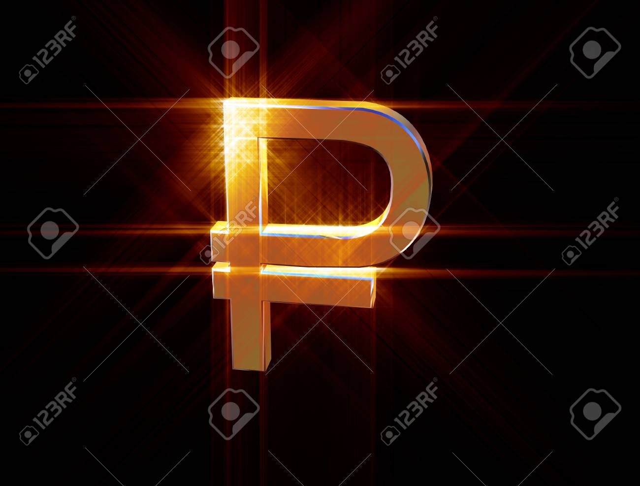 three-dimensional image of the golden symbol of the ruble among the colored rays - 74942941 three-dimensional image of the golden symbol of the ruble among the colored rays - 74942941