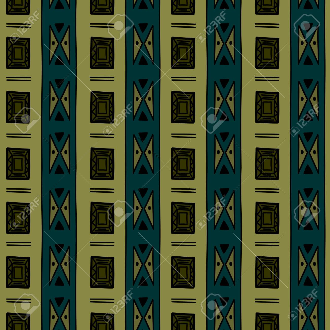 Aztec seamless pattern with luxury tribal hand drawn multicolor background. Ethnic drawing symbol vector illustration for fashion wrapping and textile print. - 129611361 Aztec seamless pattern with luxury tribal hand drawn multicolor background. Ethnic drawing symbol vector illustration for fashion wrapping and textile print. - 129611361