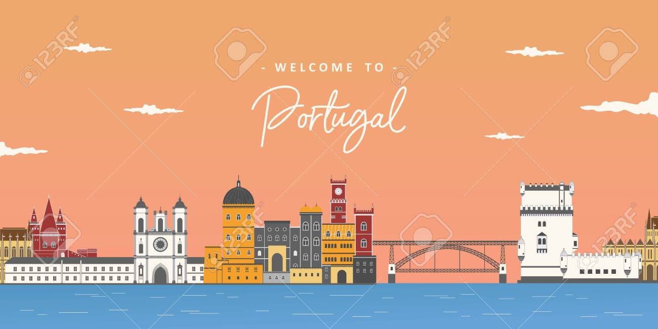 Aerial beautiful view in Portugal. Stylish colorful landmarks. Alcobaca Monastery, Pena palace, Dom LuÃs I Bridge and Belem Tower. It is good for travel destination. Journey around the world - 157788283 Aerial beautiful view in Portugal. Stylish colorful landmarks. Alcobaca Monastery, Pena palace, Dom LuÃs I Bridge and Belem Tower. It is good for travel destination. Journey around the world - 157788283