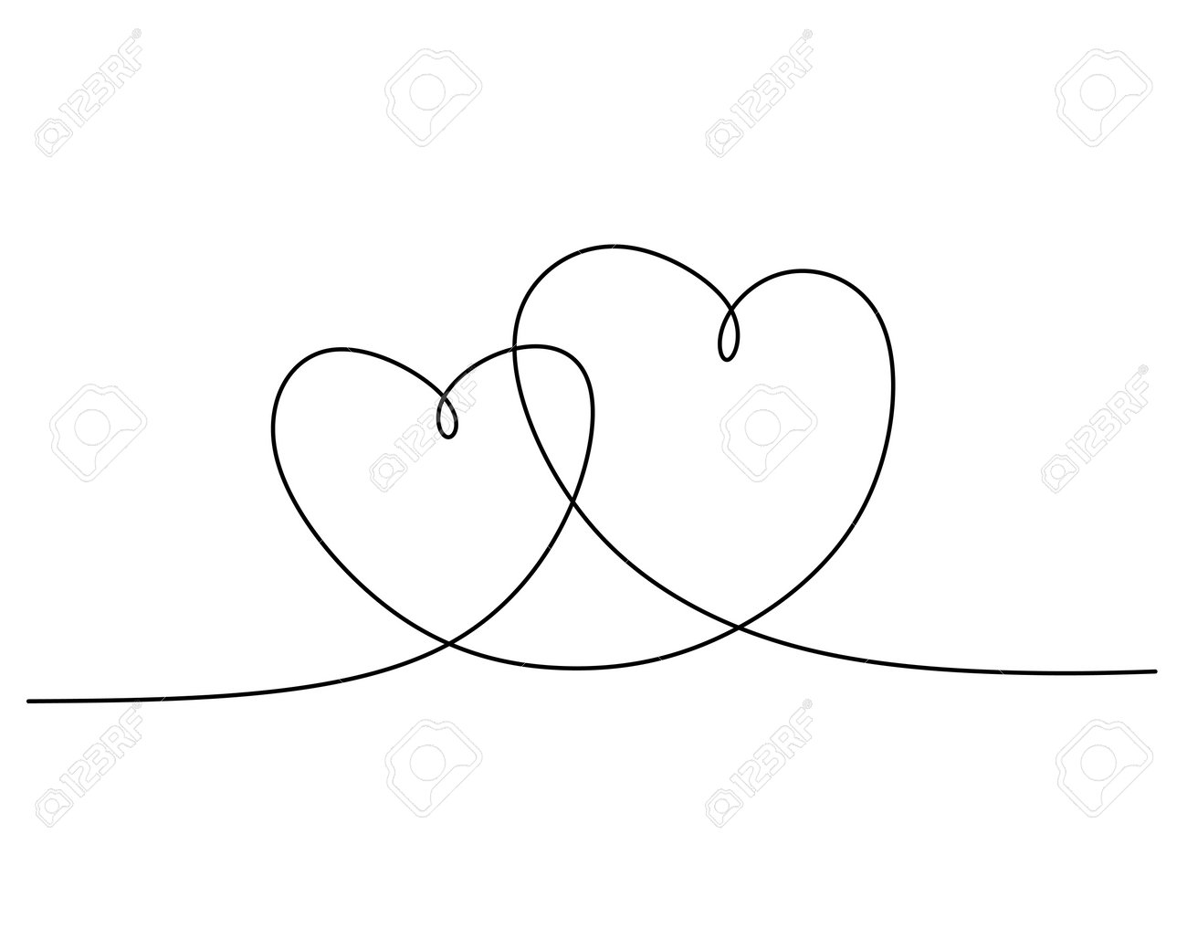 Continuous One Line Drawing Of Two Hearts. Valentines Day Concept. Royalty  Free SVG, Cliparts, Vectors, and Stock Illustration. Image 198973134., image size:1300x1040