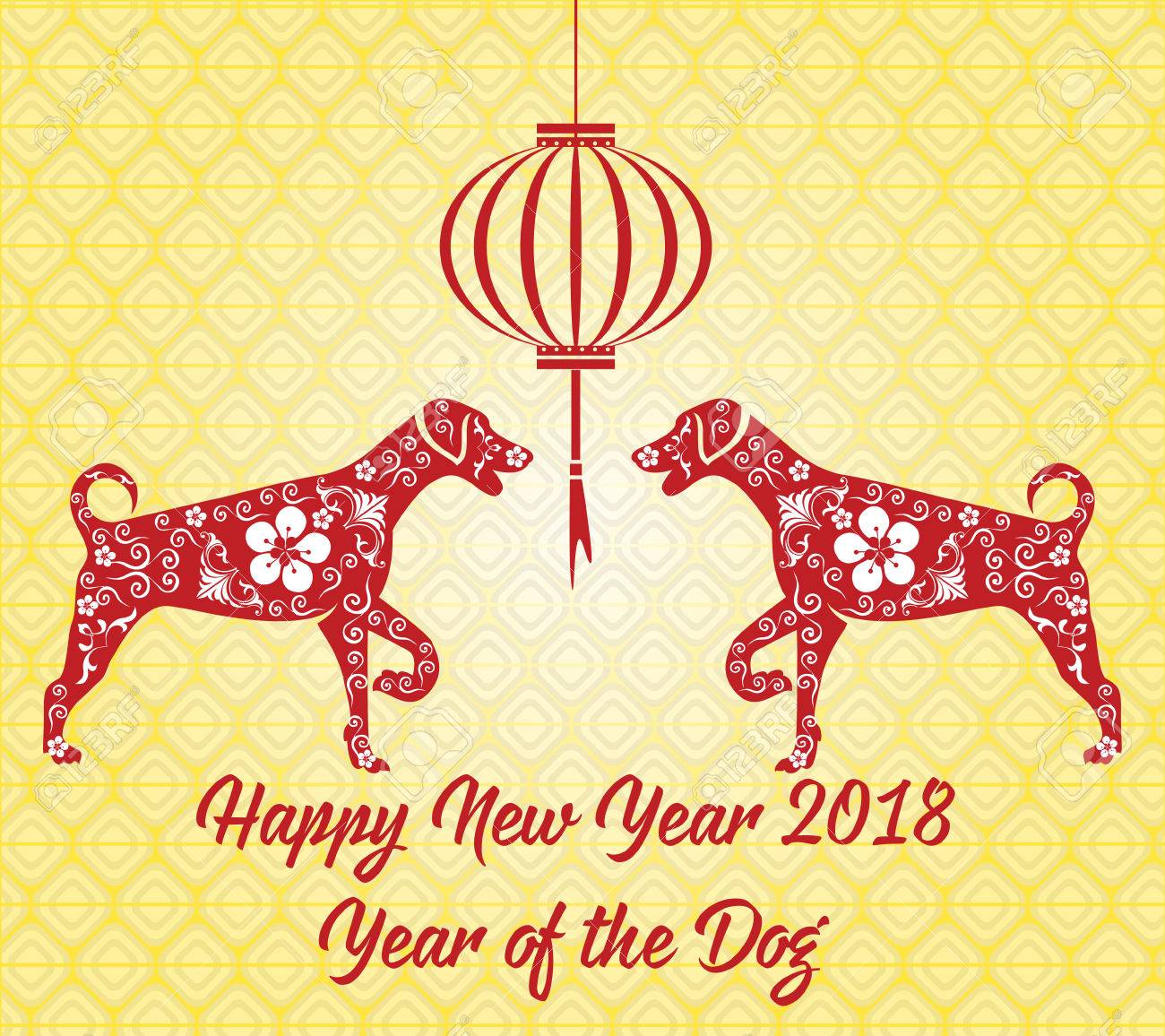 happy chinese new year card 2018 year of dog stock vector 75398877